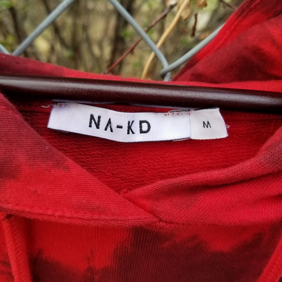 NA-KD Tie dye red oversize pullover hoodie M - Picture 3 of 10